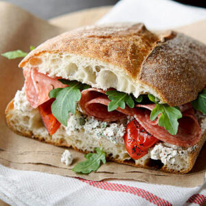 ciabatta bread sandwich with deli meat